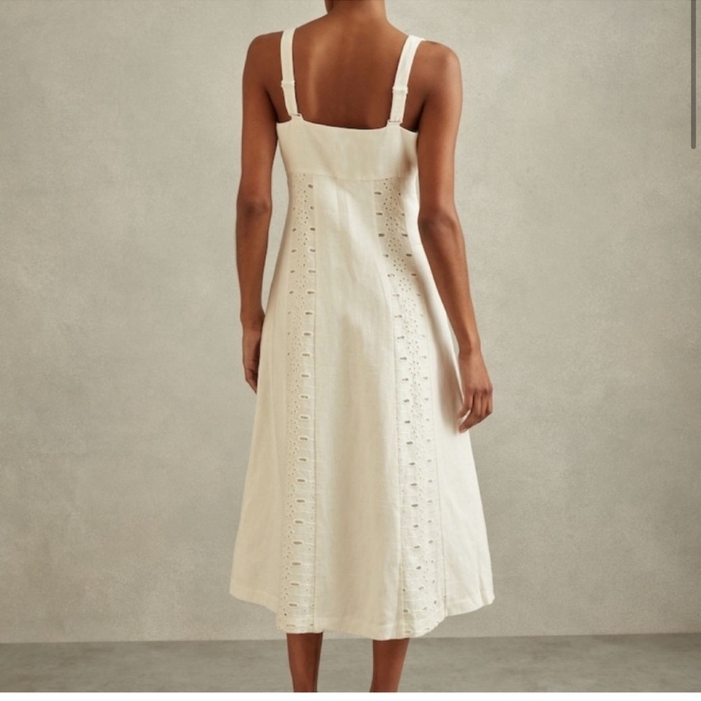 Reiss Cream Eyelet Midi Dress - Picture 3 of 12